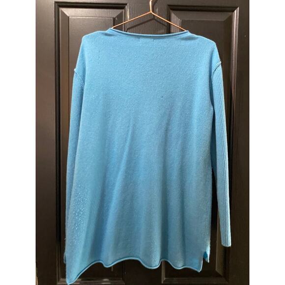 Sundance Blue 100% Cashmere Thermal V-Neck Tunic Sweater Size Medium - Picture 3 of 4
